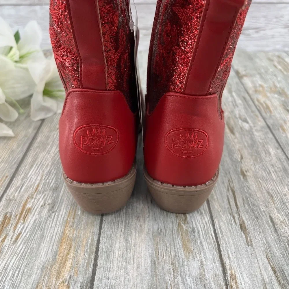 Big Girls Glitter Western Boots Shoes Size 4